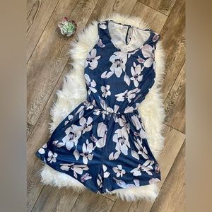 Women Gray/Blue Floral Romper